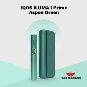 ILUMA i Prime Aspen Green device featuring a metallic forest green finish and textured fabric wrap.