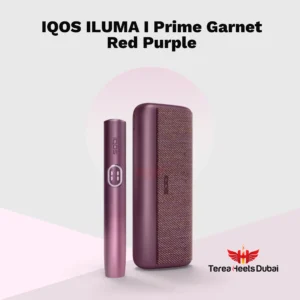 ILUMA i Prime Garnet red device showing the touch screen holder and textured wrap.